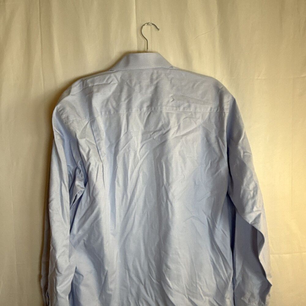 Men’s David Donahue Blue Check Long Sleeve Size 34/35 Preowned - Picture 14 of 16